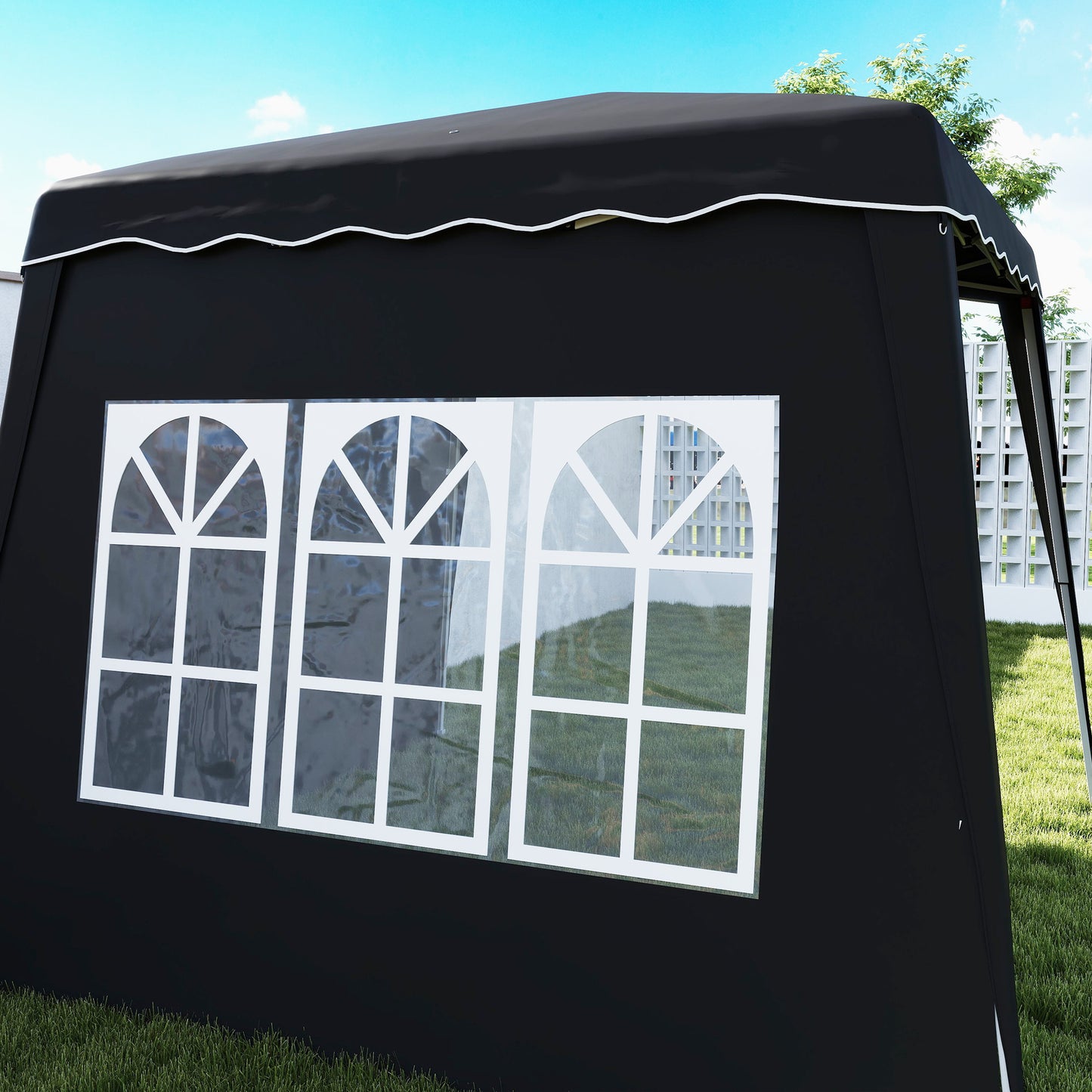 Outsunny 2.4 x 2.4m UV50+ Pop Up Gazebo - Black / Blue