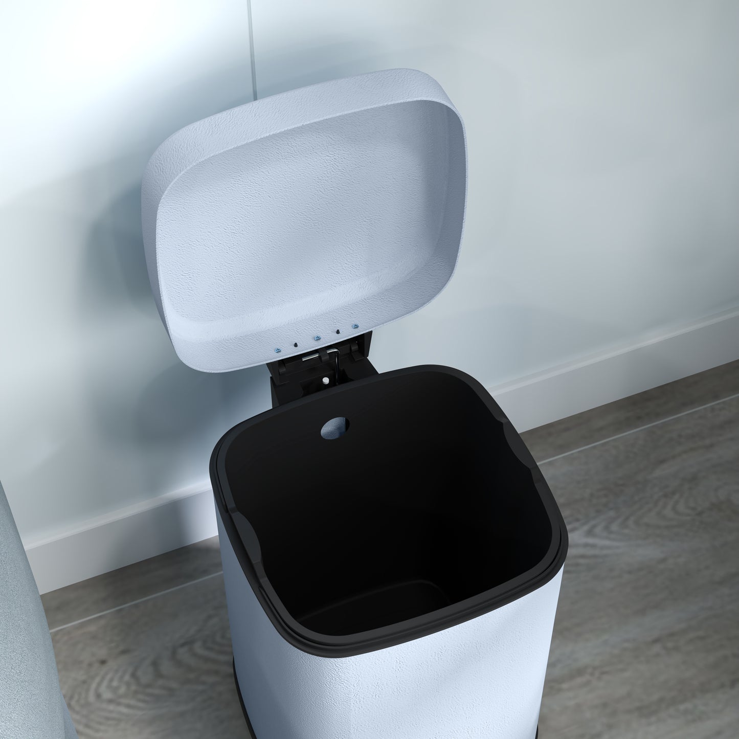 12L Modern Boxy Metal Home Kitchen Bin - Light Blue