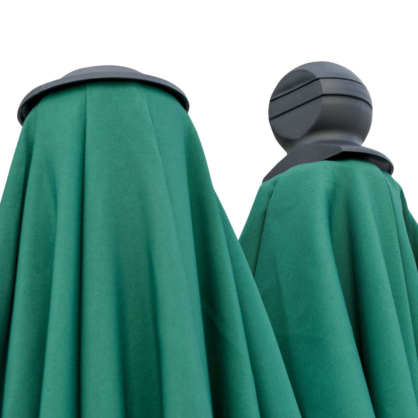 Outsunny 2m Half Parasol Market Umbrella Garden Balcony Parasol with Crank Handle, Cross Base, Double-Sided Canopy, Dark Green