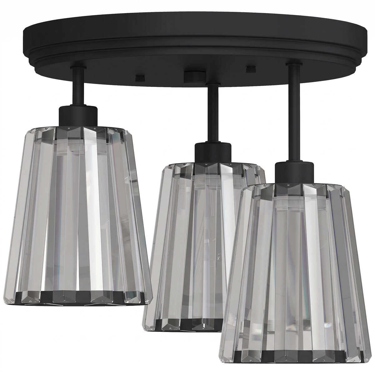 3-Light Crystal Glass Ceiling Light | Triple E27 Sockets | Clear Crystal Shades | Ø32cm | 40–120W | 220–240V | Hallway Bedroom Living Room | Bulbs Not Included | Gold Tone