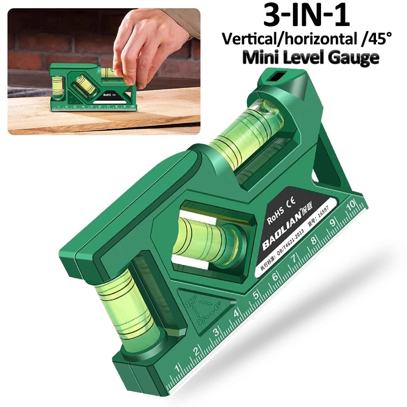 Portable Magnetic Pocket Spirit Level Mini Protractor With Metric Ruler Woodworking Level, Horizontal And Vertical Measure
