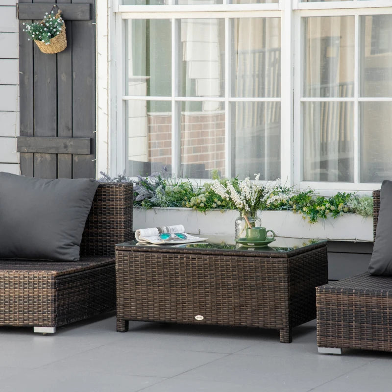 Outdoor Garden Rattan Coffee Conservatory Table With Glass Top Available In Different Colours