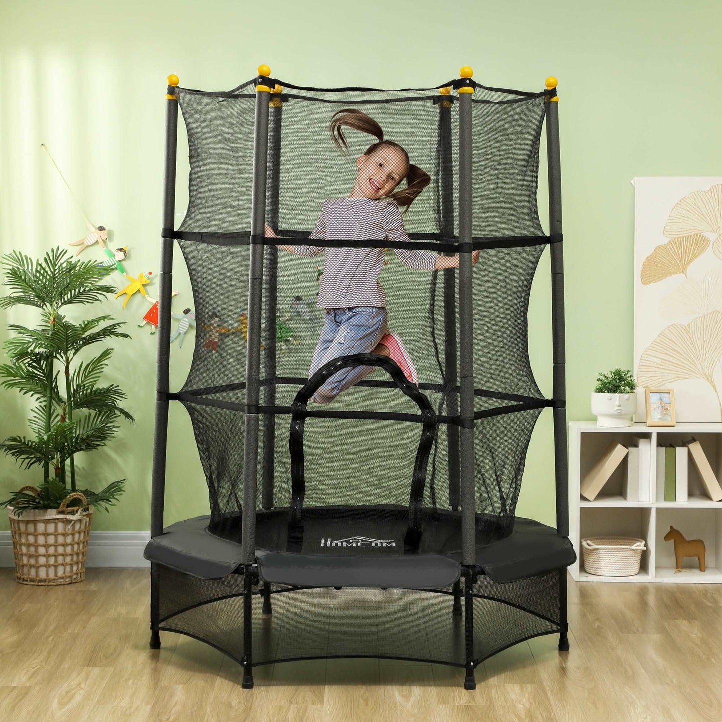 4.6FT/75" Kids Trampoline, Indoor Outdoor Toddler Trampoline, with Safety Enclosure, Springless design - Different Colours