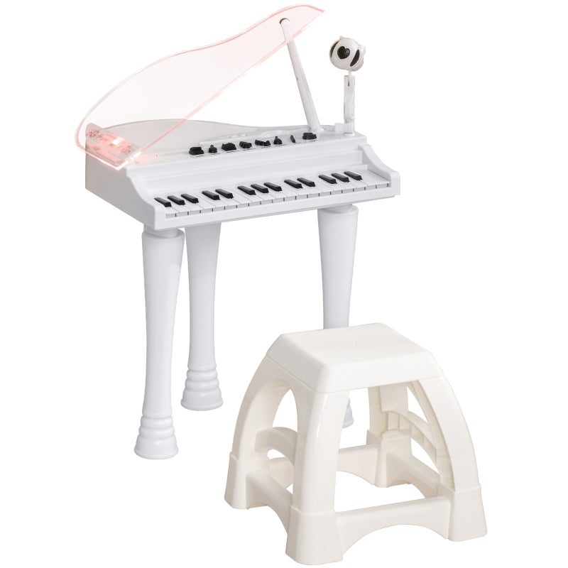 AIYAPLAY 32-Key Kids Piano Keyboard, with Stool, Lights, Microphone, Sounds, Removable Legs