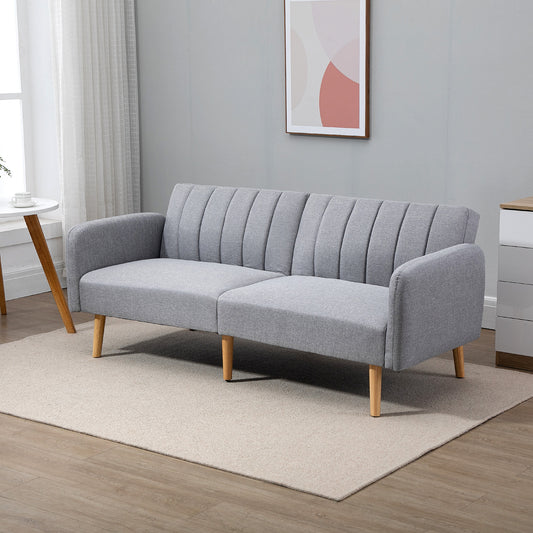 Two-Seater Sofa Bed, with Split Back - Light Grey