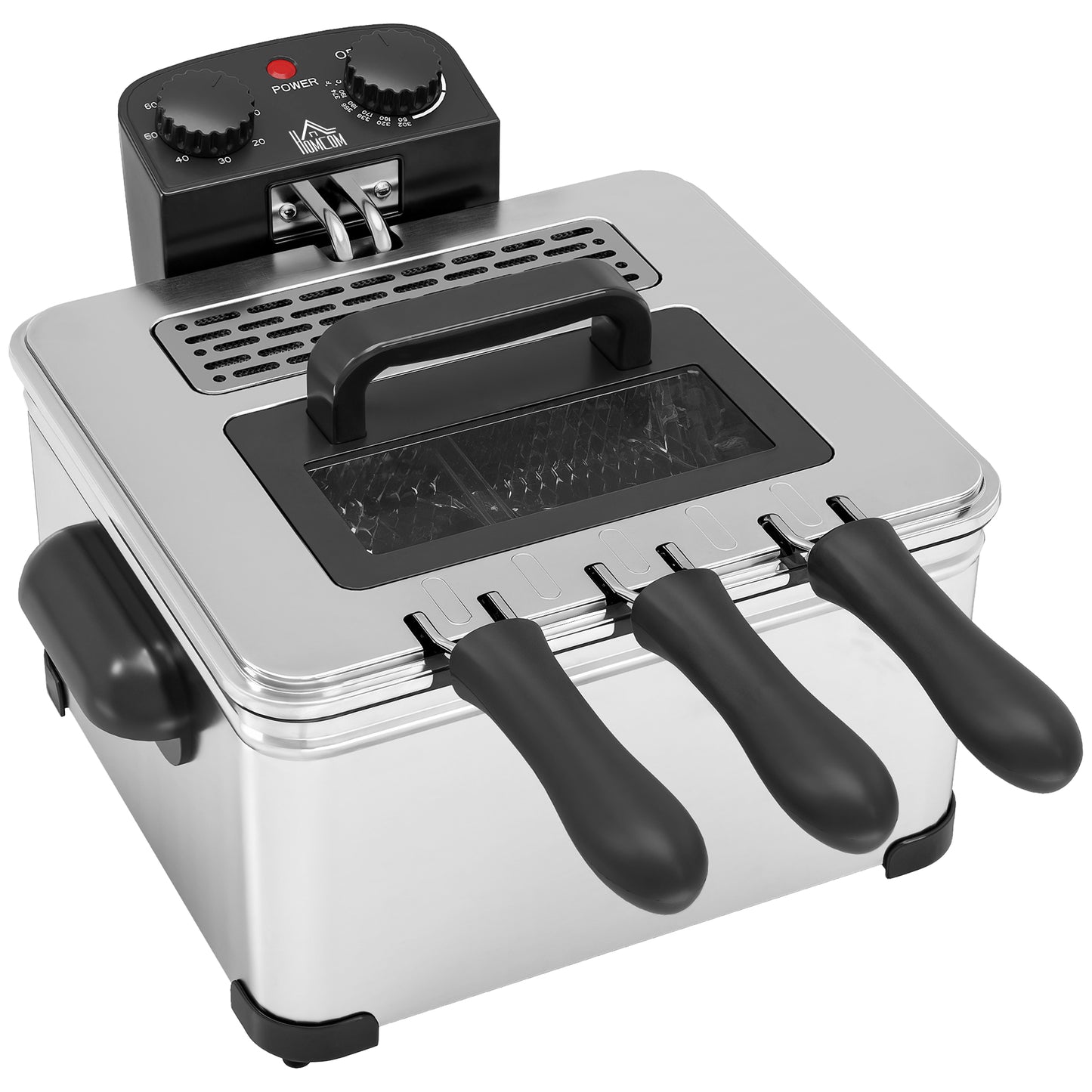 5 Litre Deep Fat Fryer with Adjustable Temperature & Timer, 2000W Stainless Steel Deep Fryer with Removable Oil Basket and Viewing Window