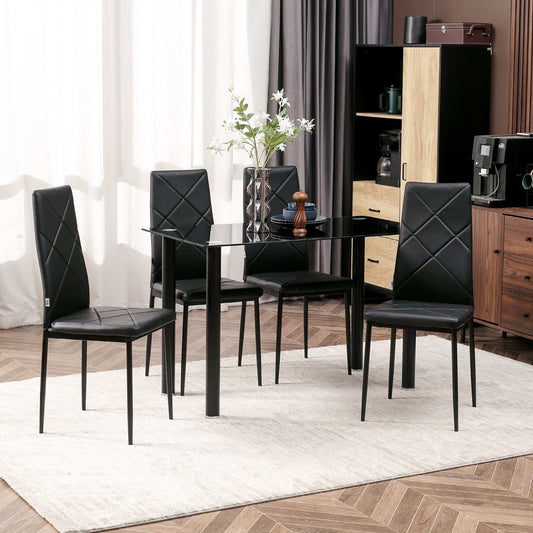 Set of 4 Faux Leather Dining Chairs - Black