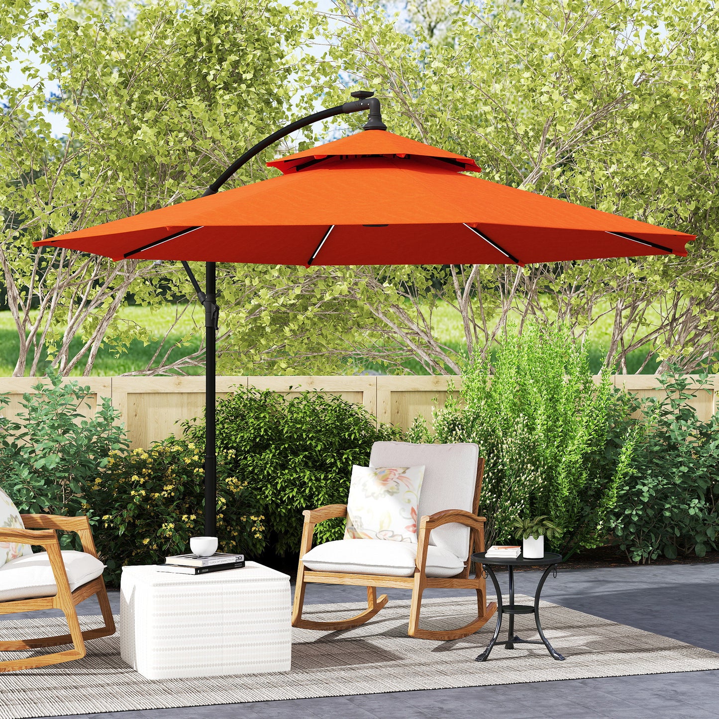 Outsunny 3(m) Cantilever Banana Parasol - Orange