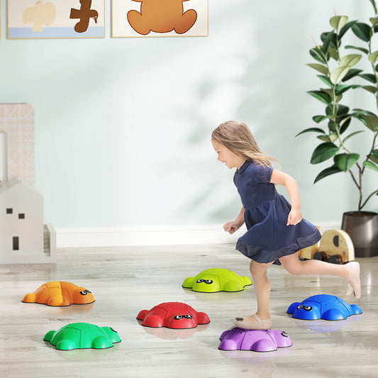 AIYAPLAY 6 Piece Balance Stepping Stones with Non-slip Edge, Indoor Outdoor Obstacle Courses for Kids Ages 3-8 Years, Multicoloured
