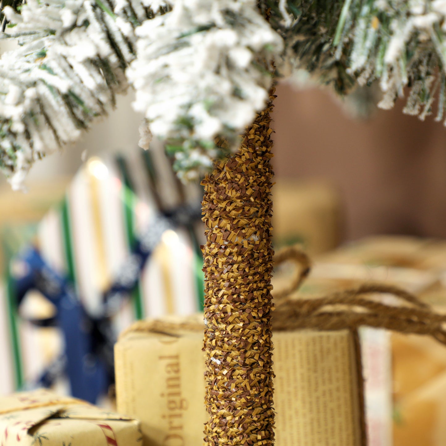 Set of 3 Pencil Flocked Christmas Tree, 3ft 4ft 5ft