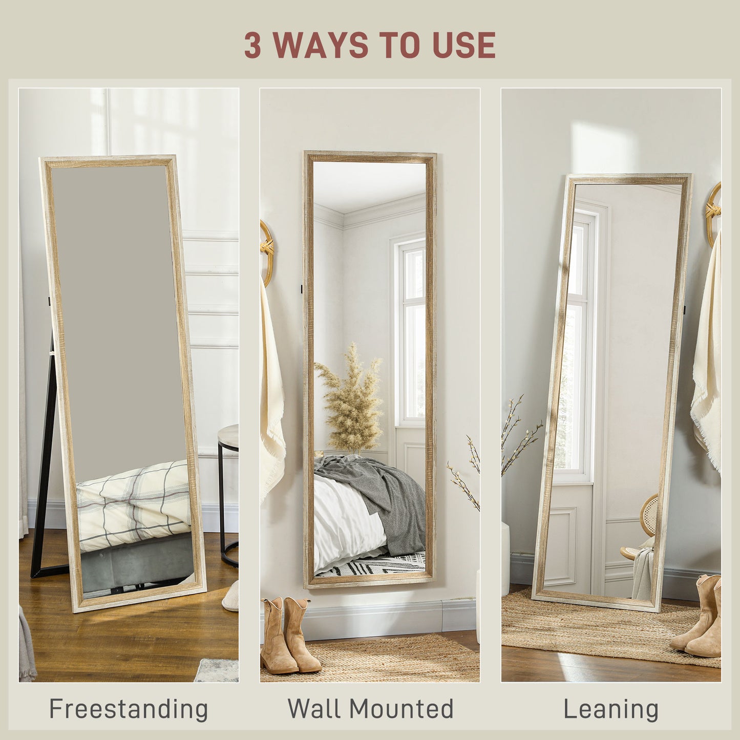 162.6 cm Two-Tone Full Length Mirror - White/Oak-Tone
