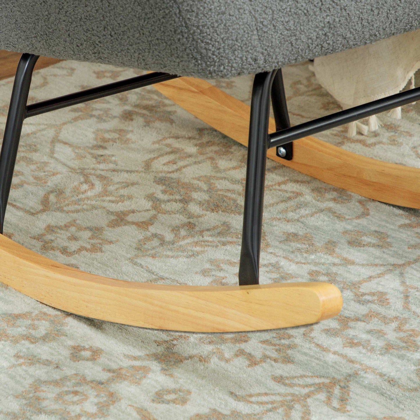 Retro Vintage Style Teddy Fleece Rocking Chair - Grey