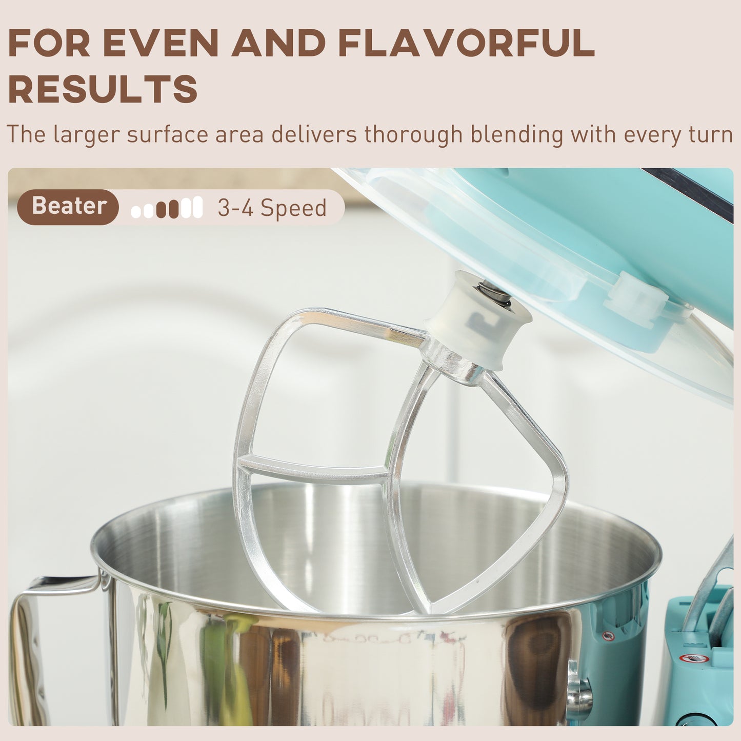 1300W Kitchen Stand Food Mixer Blender with Accessories - Blue / Silver / Beige