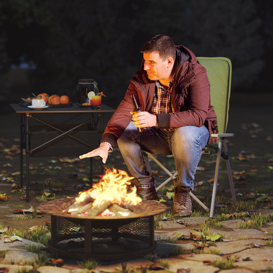 Portable Camping Chair for Adults, High Back Folding with Padded Seat and Carry Bag, Outdoor Recliner for Hiking, Fishing, Beach and Picnic, Green