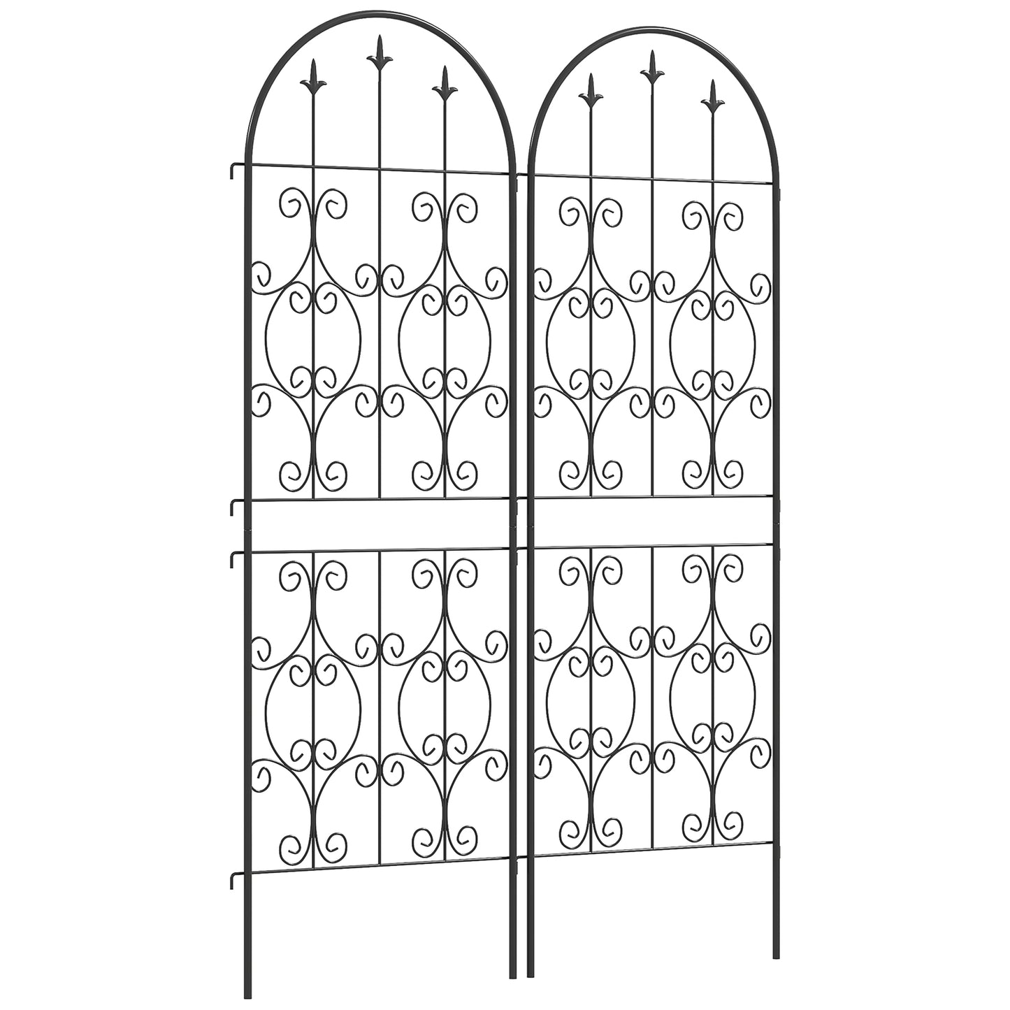 Set of 2 Metal Garden Trellis, Decorative Trellis Panels for Climbing Outdoor Plants, Vegetables, Vines, Flowers, 150 x 50 cm, Scrollwork