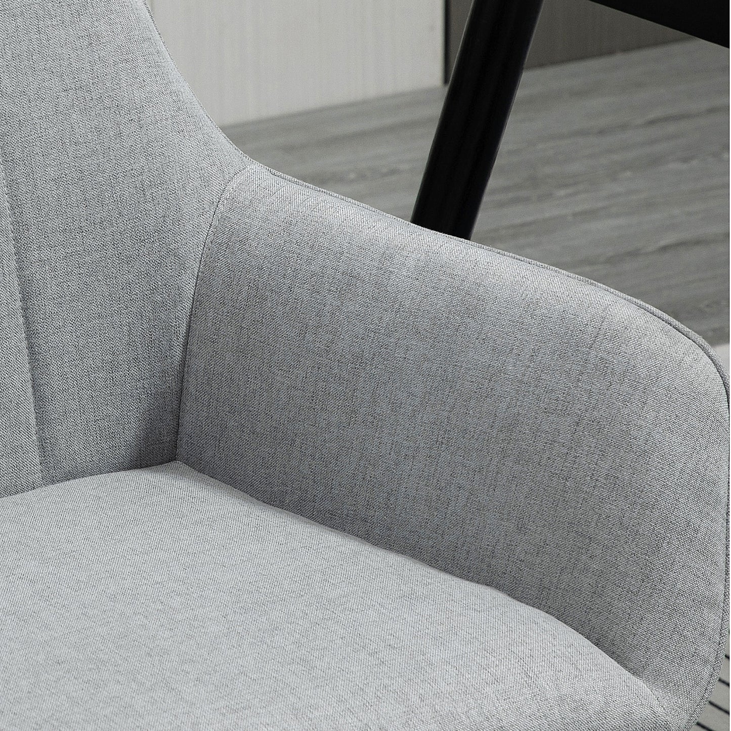 Dining Chairs Set of 4, Upholstered Linen Fabric Kitchen Chairs with Metal Legs for Living Room Dining Room, Light Grey