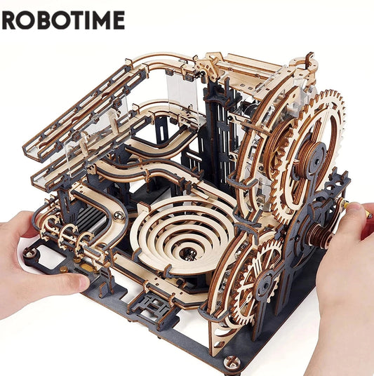 Robotime Rokr Marble Run Set 3D Wooden Puzzle DIY Model Building Block Kits Assembly Toy Gift for Teens Adult Marble Night City