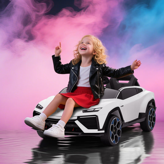 AIYAPLAY 12V Licensed Lamborghini Electric Cars for Kids, Ride On Car with Remote Control for 3-6 Years Old