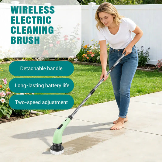 Cordless Cleaning Brush, Cordless Bathroom Scrubber, 2 Speeds & 350RPM Electric Spin Scrubber for Kitchen & Home