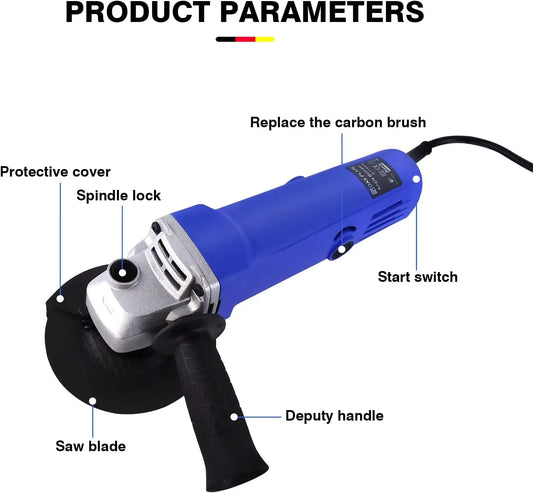 2000W Corded Electric Angle Grinder 115mm Disc Heavy Duty Cutting Grinding Tool