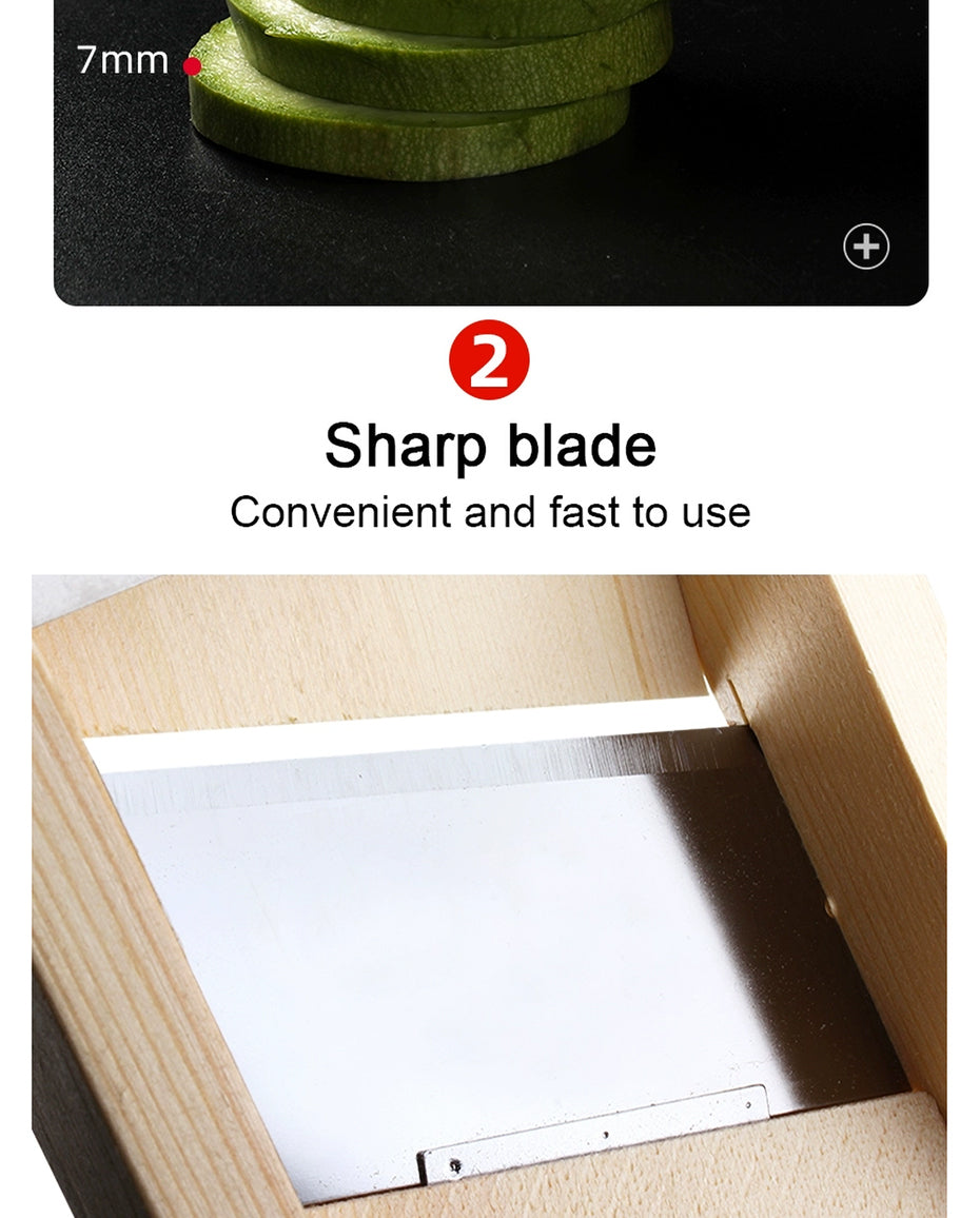 Wooden Vegetables Fruit Salad Cutter Adjustable 0.5-7mm Slicer Chopper Tomato Onion Cabbage Shredder Chip
