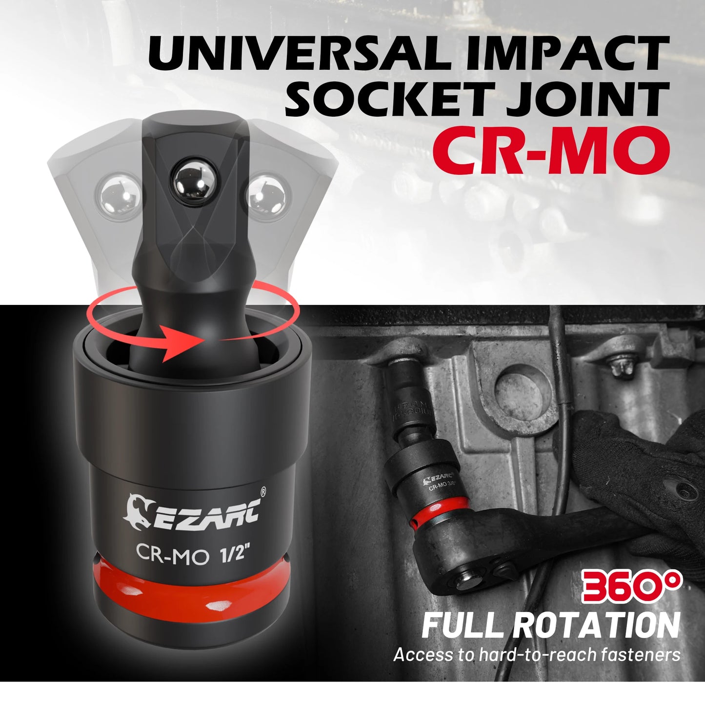 EZARC 21 Piece Impact Socket Adapter Set - CR-MO Universal Swivel Socket Set & Impact Couplers, CR-V Reducers & Hex Extension Bits