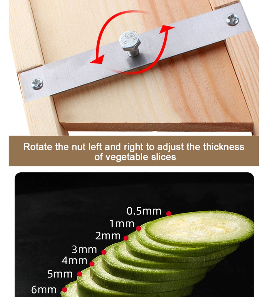 Wooden Vegetables Fruit Salad Cutter Adjustable 0.5-7mm Slicer Chopper Tomato Onion Cabbage Shredder Chip
