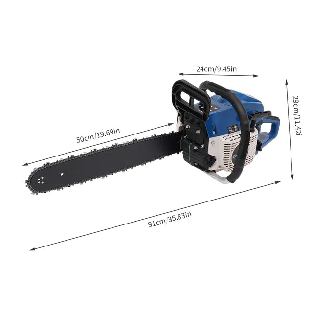 20 Inch 2-Stroke Petrol Gas Chainsaw Professional Power Chain Saw For Forest Cutting Wood Trees Log For Garden Farm Use 52cc