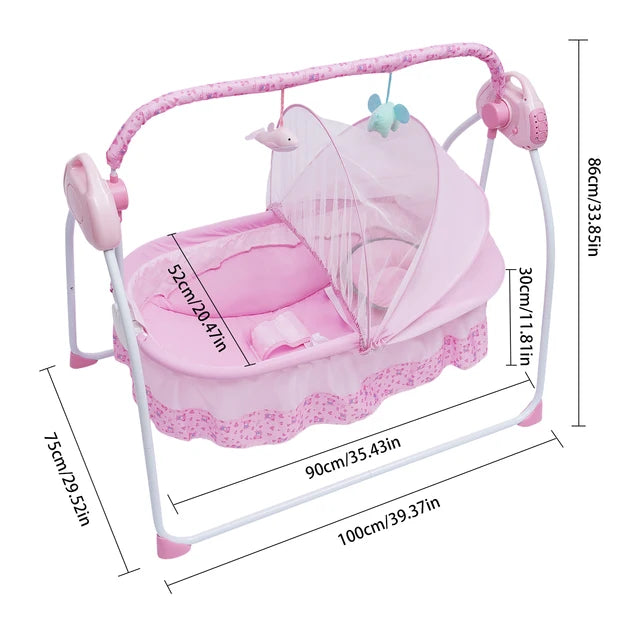 5 Gears Electric Baby Crib Cradle Bluetooth Auto-Swing Rocking Bassinet Sleep Bed Infant Rocker With Net Adjustable Nursery Furniture