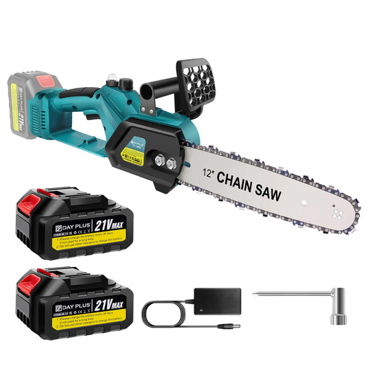 12 Inch Cordless Chainsaw, Electric Power Chain Saw with Battery & Chain with Safety Lock for Tree Trimming, Garden,Wood Cutting