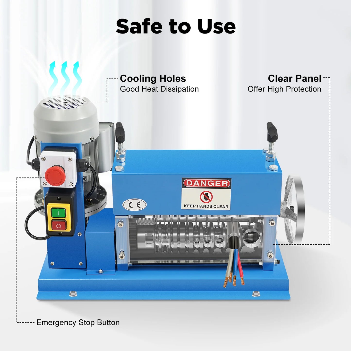 370W Automatic Industrial Wire Scrap Cable Stripping Stripper Machine For 1.5-38mm Diameter Cable Copper Recycling Processing Unit
