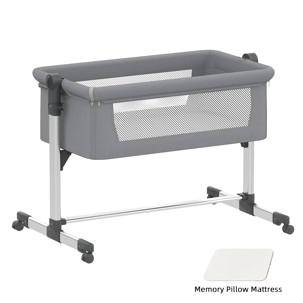UBRAVOO Baby Bassinet Bedside Sleeper, Crib Bed with Mattress, Portable Bedside Cots Built-in Silent Wheels for Infant/Newborn