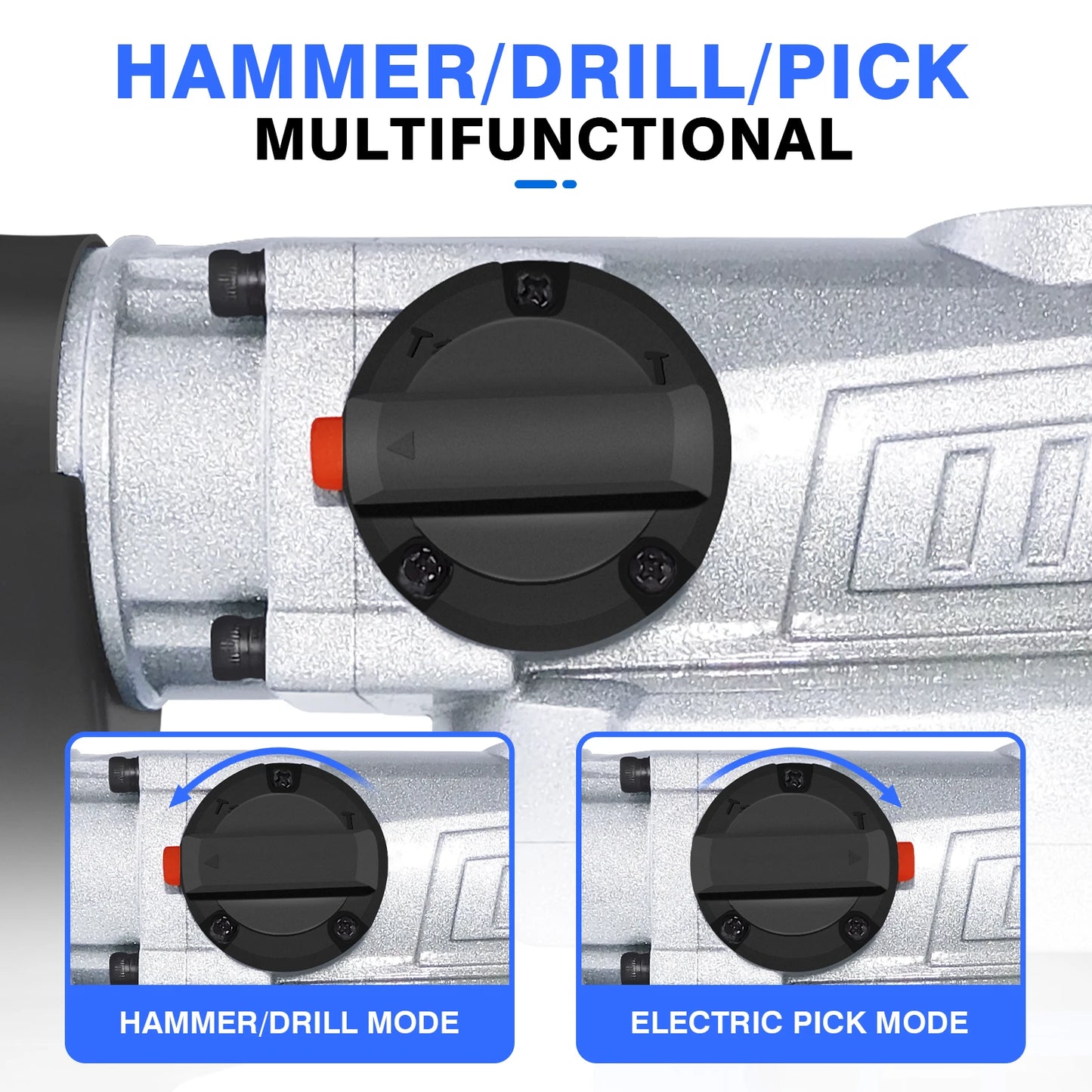 Dayplus 1500W Sds-Plus Rotary Hammer Drill,Corded Drills, Heavy Duty Chipping Hammers W/ Vibration Control & Safety Clutch & Case