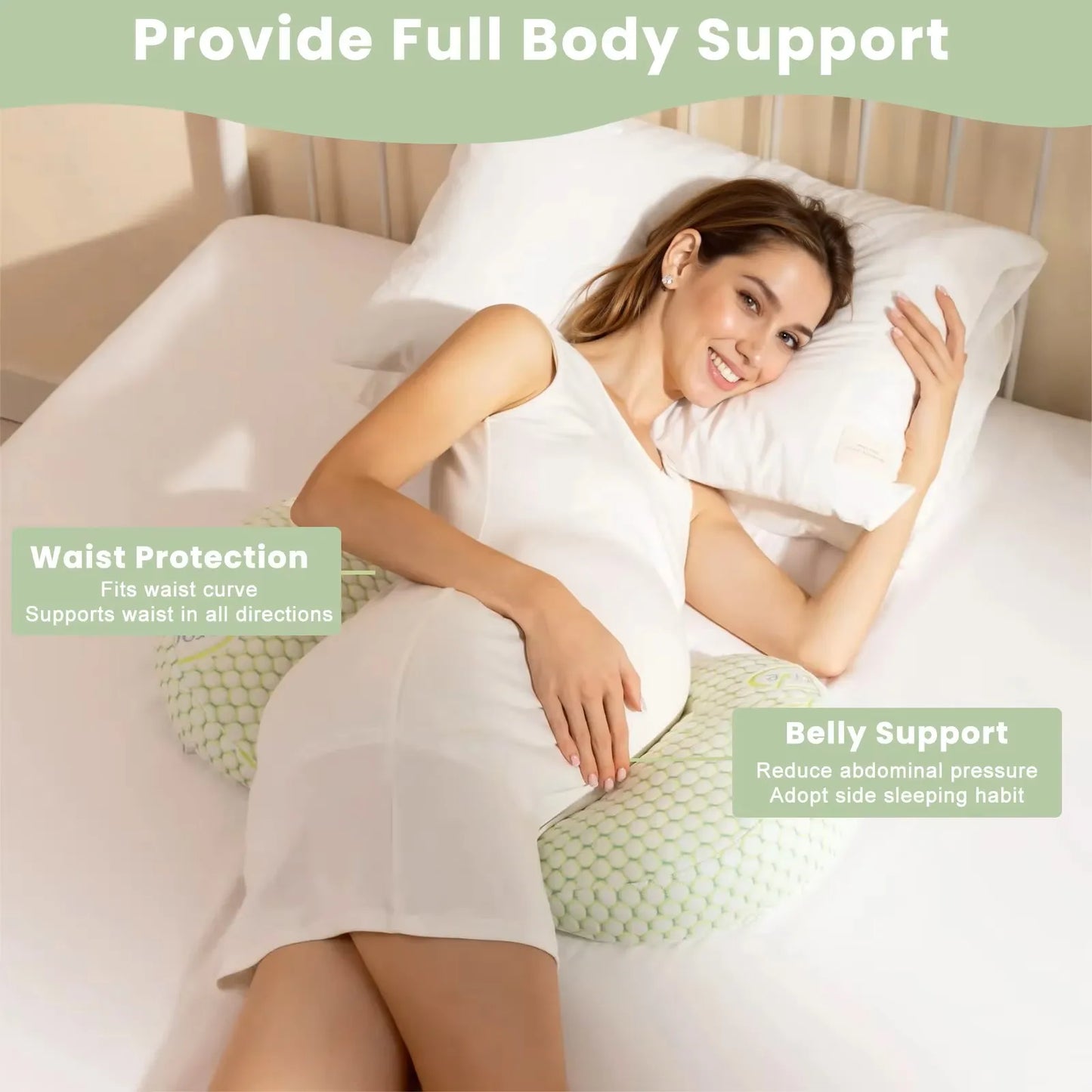 Pregnancy Pillow For Pregnant Women, Soft Body Pillow, Support for Back, Hips, Legs,Maternity Pillow Cushion Sleeper Helper