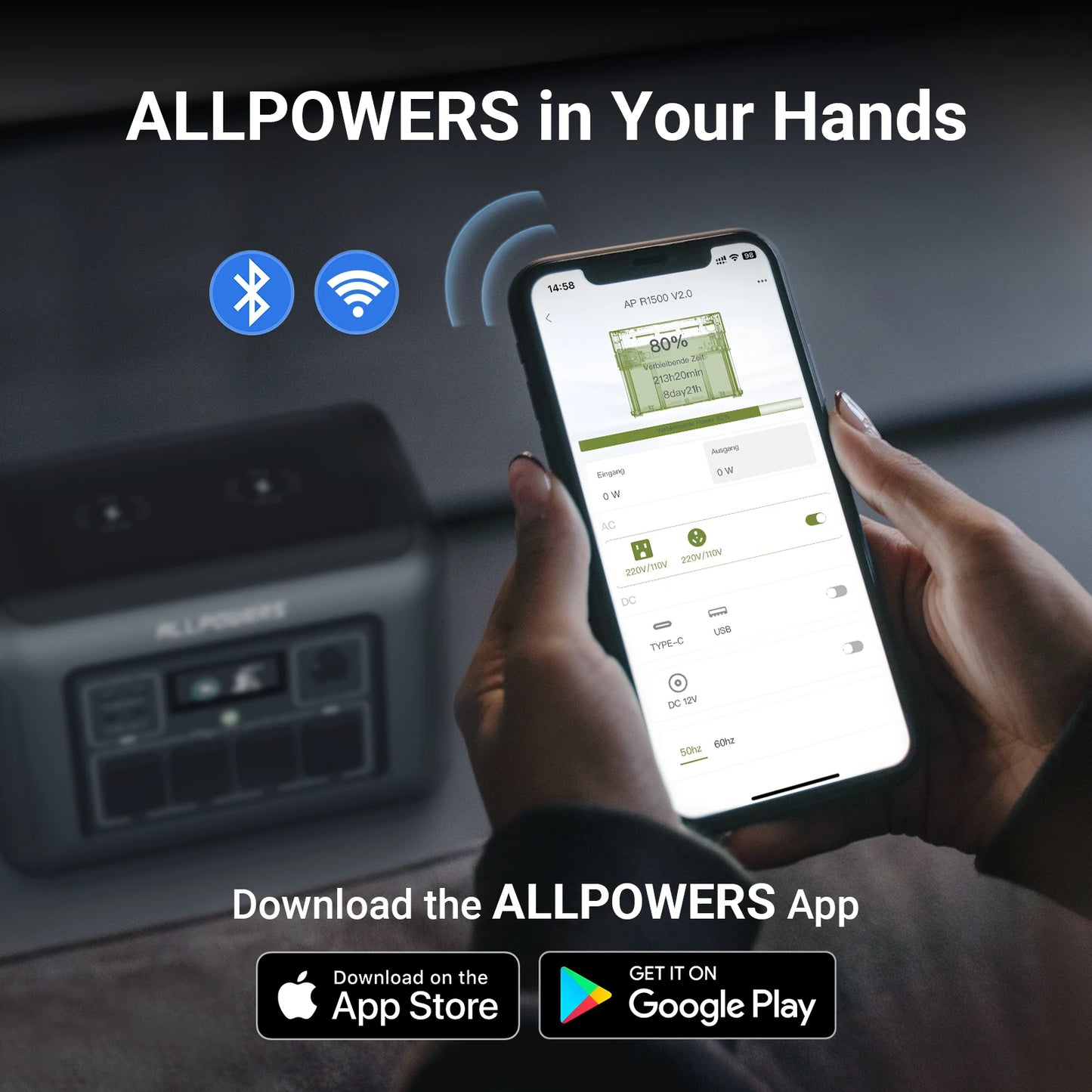 ALLPOWERS R1500 Portable Power Station 1152Wh Lifepo4 Battery with 1800W (3000W Peak) AC Output Solar Generator for Garden Party