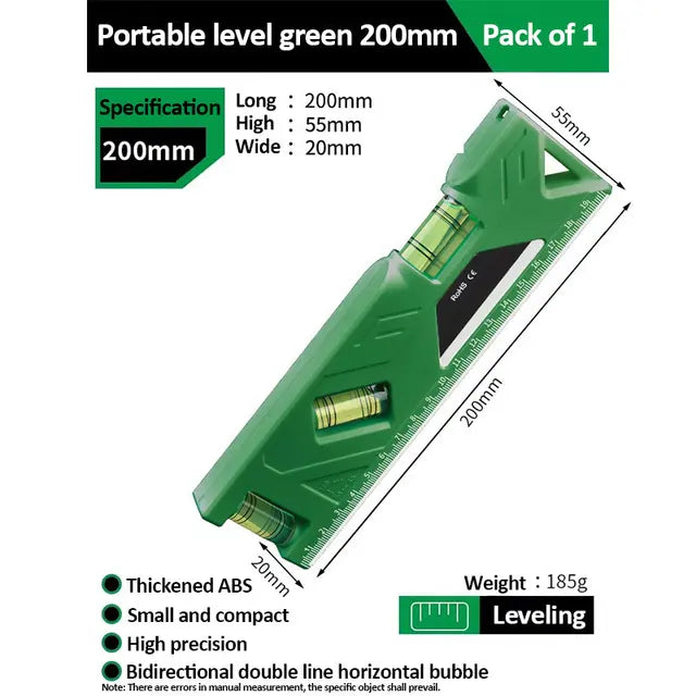 Portable Magnetic Pocket Spirit Level Mini Protractor With Metric Ruler Woodworking Level, Horizontal And Vertical Measure