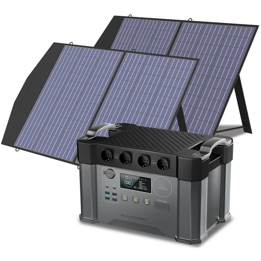 ALLPOWERS Solar Generator 2000W Battery Charger,110V/230V Pure Sine Wave AC Outlet with 2×100W Portable Solar Panel for Outdoors