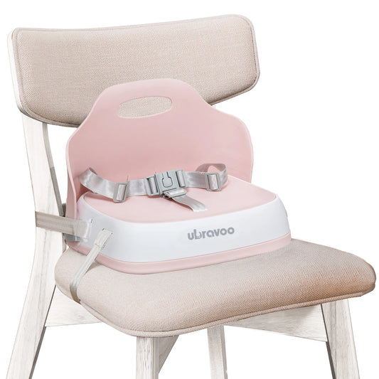 UBRAVOO Portable Booster Seat for Children to Eat, Travel High Chair with 3-Point Harness and 2 Adjustable Straps, Washable