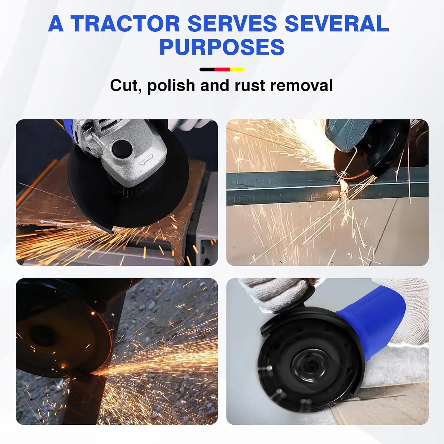 2000W Corded Electric Angle Grinder 115mm Disc Heavy Duty Cutting Grinding Tool
