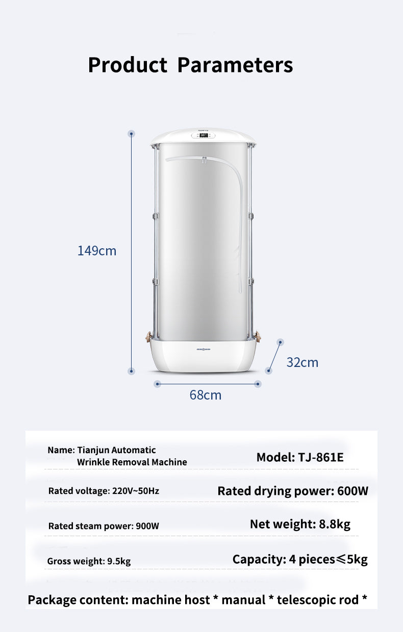 TIJUMP Automatic Steam Dry Clothes Cleaning Clothes Care Dryer Small Sterilization Hanging Folding Ironing Machine