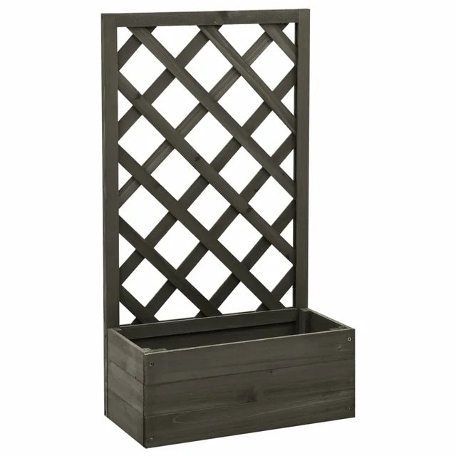 Outdoor Garden Trellis Planter Box For Tall Plants Courtyard Decoration Plant Rack Fir Wood 50x25x90 cm - Grey