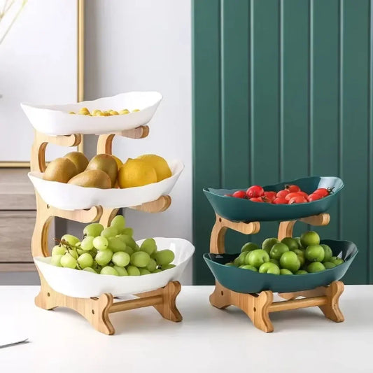 Fruit Storages Plate Wooden Multi-Layer Dining Plate for Household Tabletop Snacks Candies Cake Storage Rack Large Capacity Food