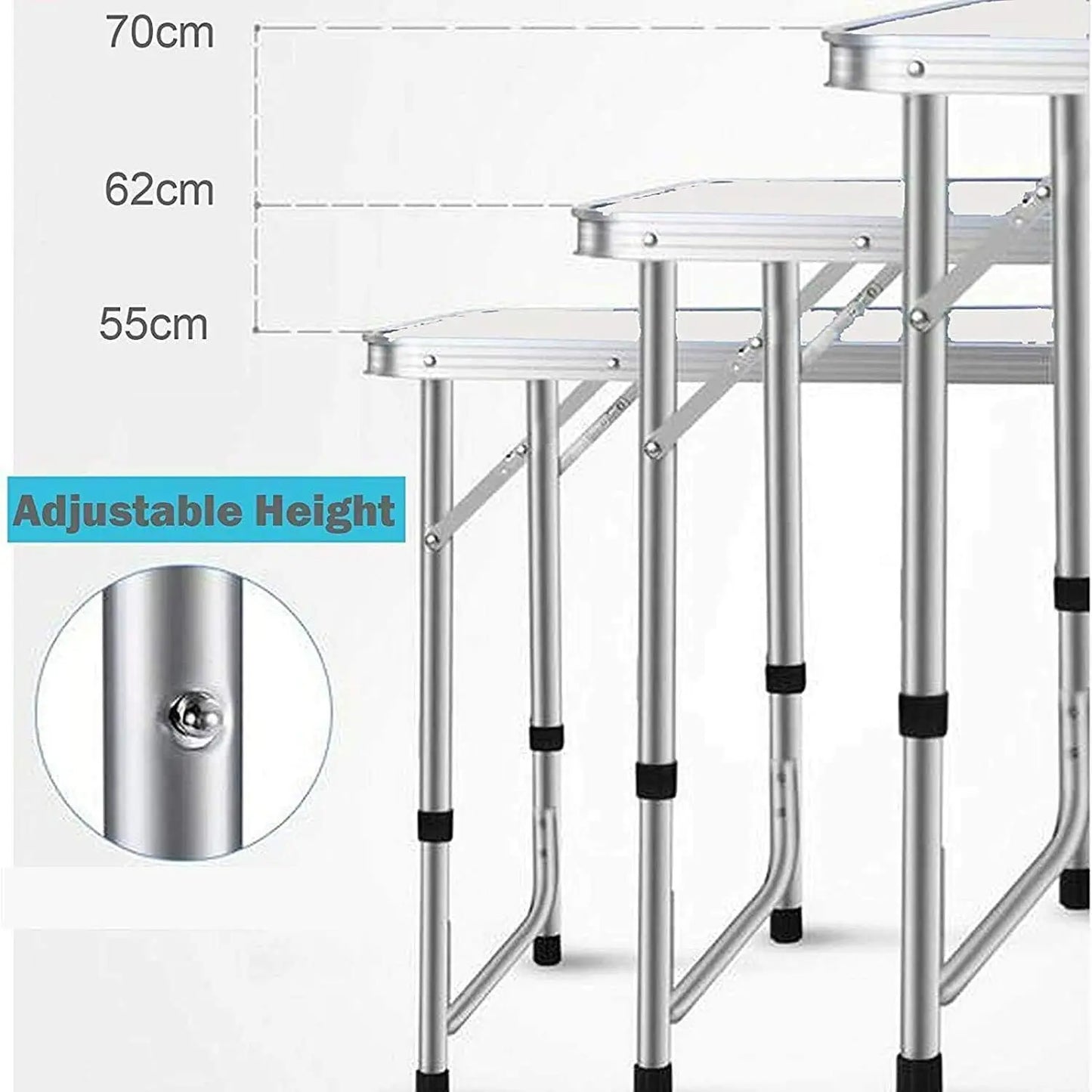 Aluminium Folding Table Camping Table Portable Catering Dinner Table for Picnic Garden Party BBQ,80x60x69cm