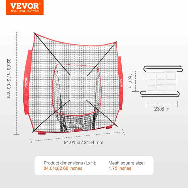 7x7 ft Baseball Softball Practice Net for Hitting Catching Pitching Baseball Equipment Training Aids With Strike Zone
