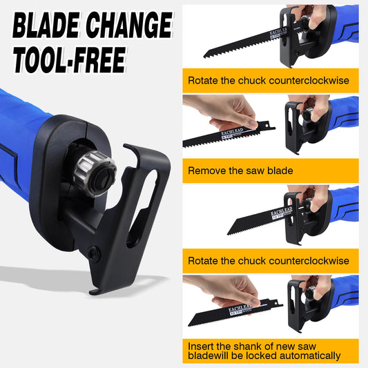 900W Reciprocating Saw with 5PCS Saw Blades for Wood PVC Metal Cutting, Variable Speed,28Mm Stroke Length Electric Saw