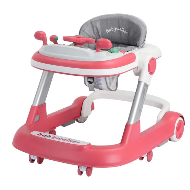 UBRAVOO 2 in 1 Toddler Push Baby Walker With Removable Feeding Tray And Music Tray, Foldable Activity Walker for 6-18 Months