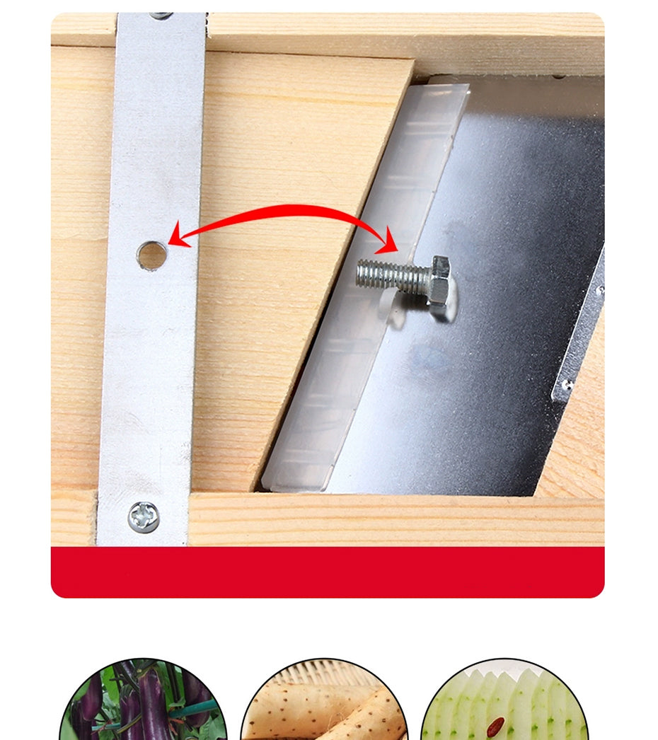 Wooden Vegetables Fruit Salad Cutter Adjustable 0.5-7mm Slicer Chopper Tomato Onion Cabbage Shredder Chip
