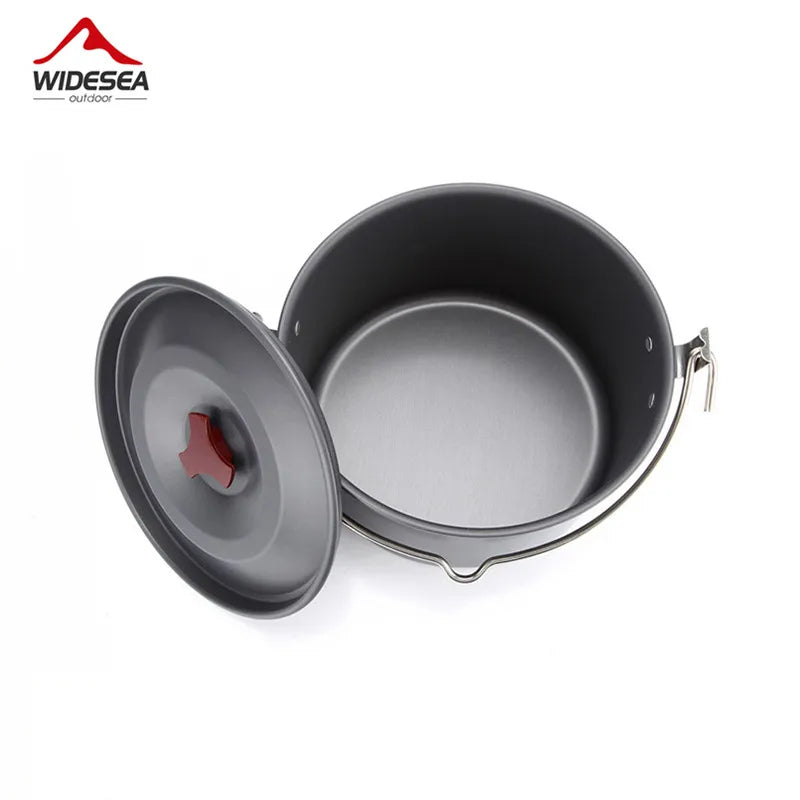 Widesea 4L Camping Cookware Outdoor Tableware Hanging Pot Pan 4-6 Person Picnic Cooking