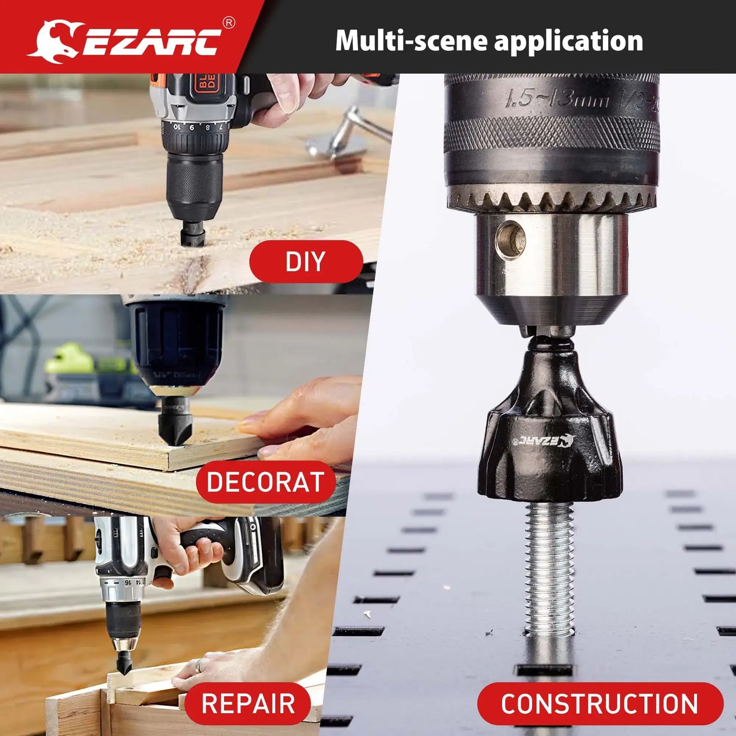 EZARC External Chamfer Deburring Chamfer Tool, Internal Countersink Drill Bit, Remove Burr Fits 3-19mm