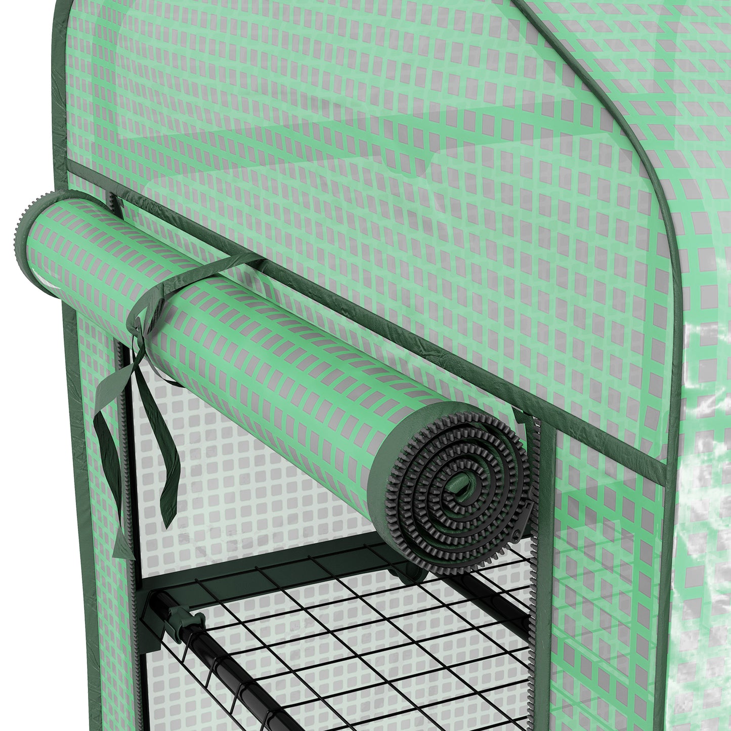 Outsunny Three-Tier Mini Greenhouse, Grow Your Own Food Vegetables, Herbs, Fruit - Green / White